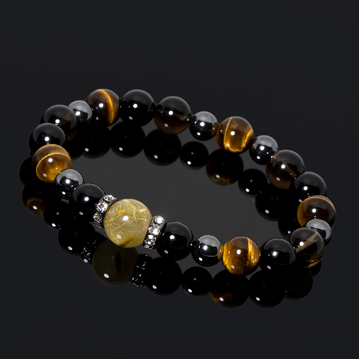 X.G】ルチルクォーツ・イエロータイガーアイ メンズブレスレット