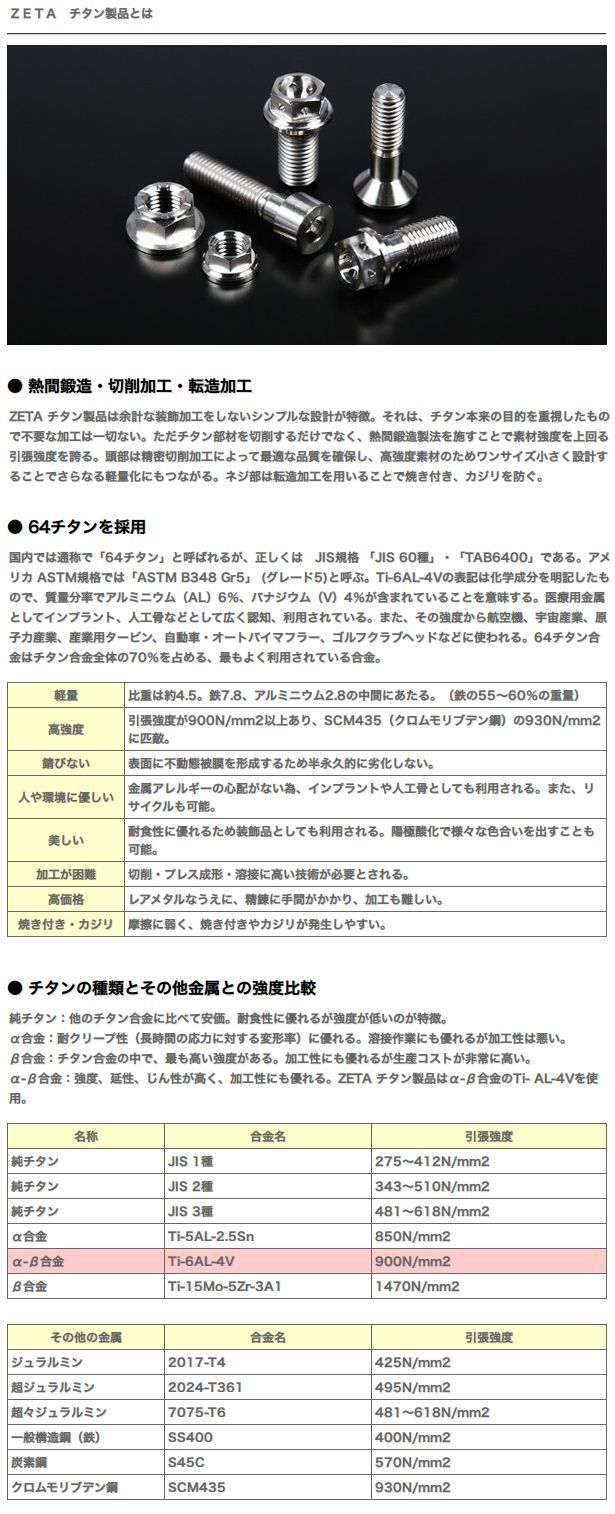 Webike | ZETA ジータ チタン ブレーキディスクボルト/セット WR250X