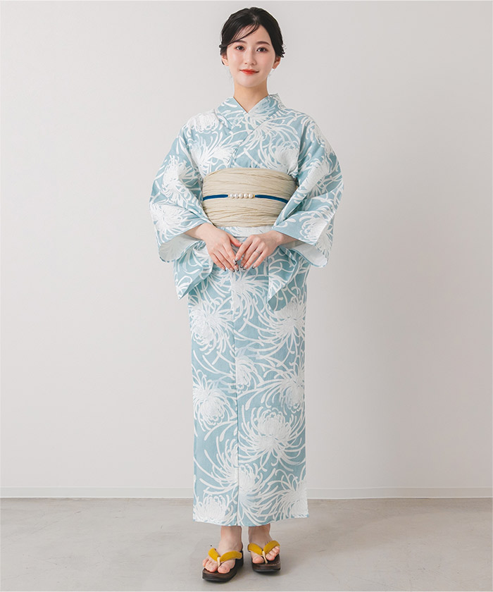 単品]綿麻生地はんなり乱菊柄浴衣 | titivate