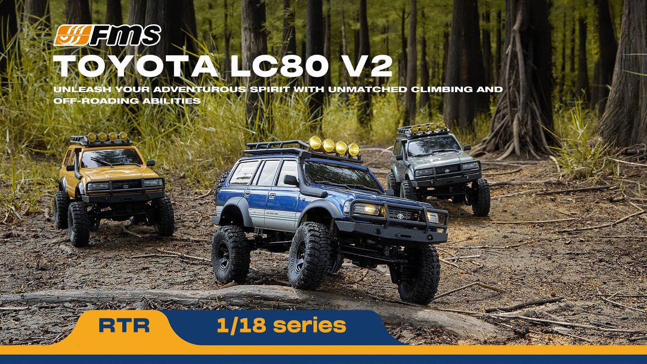 1:18 LC80 RC Land Cruiser Crawler | 2-Speed & Lights | FMS Hobby