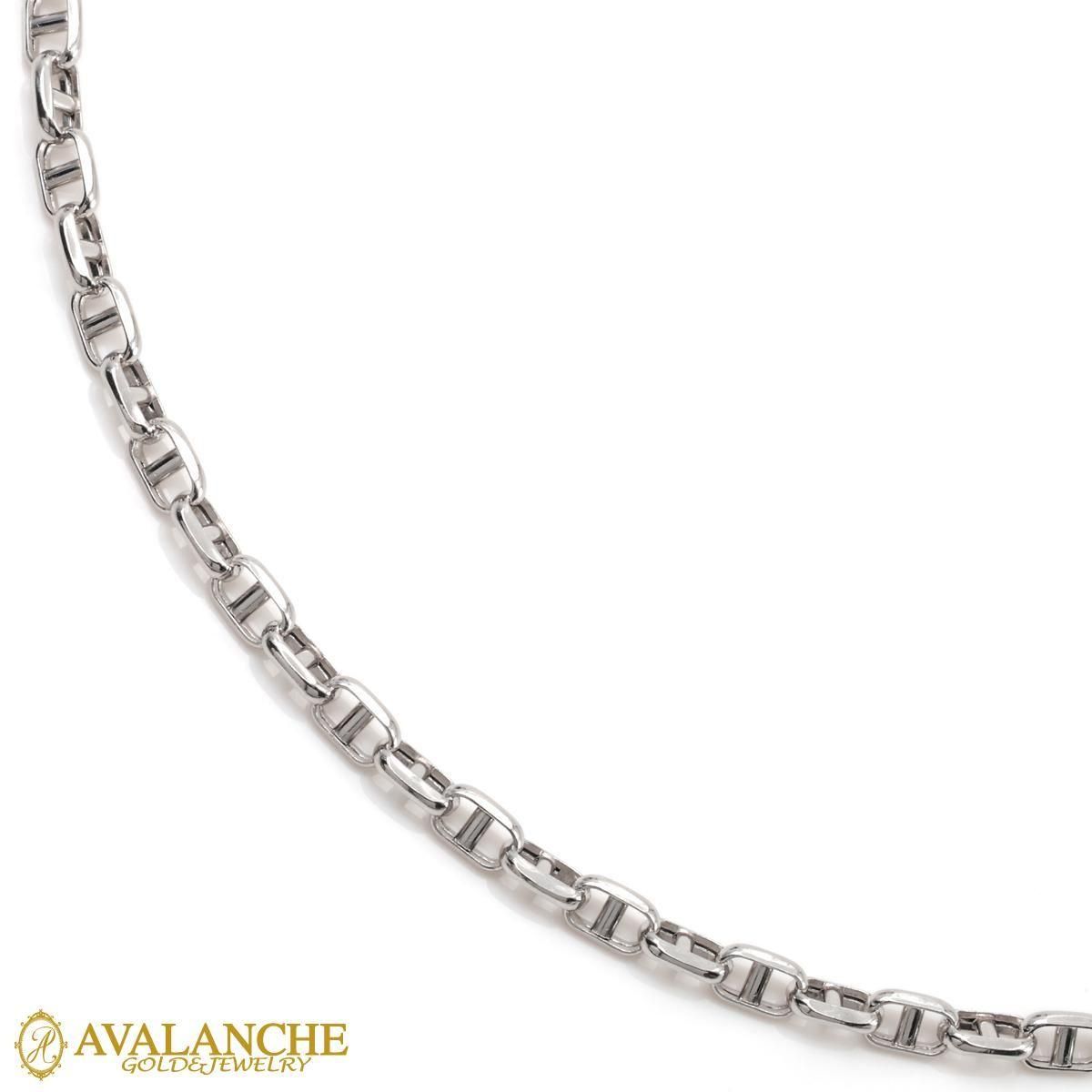 10K ホワイトゴールド アンカーネックレス 幅2.8mm 45cm-60cm