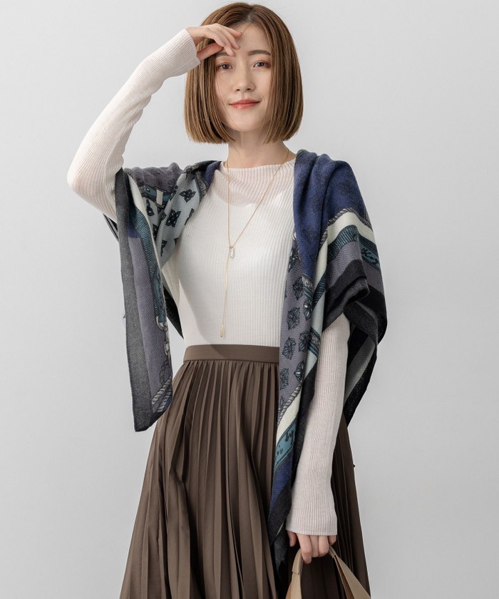 manipuri 大判 ウールシルク スカーフ ストール オータムガーデン