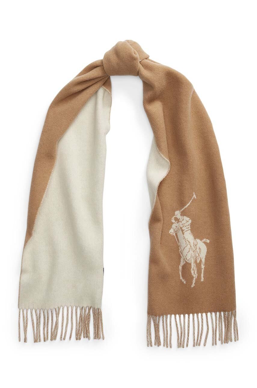 Polo Ralph Lauren wool scarf beige color smooth 455954331 at PRM US