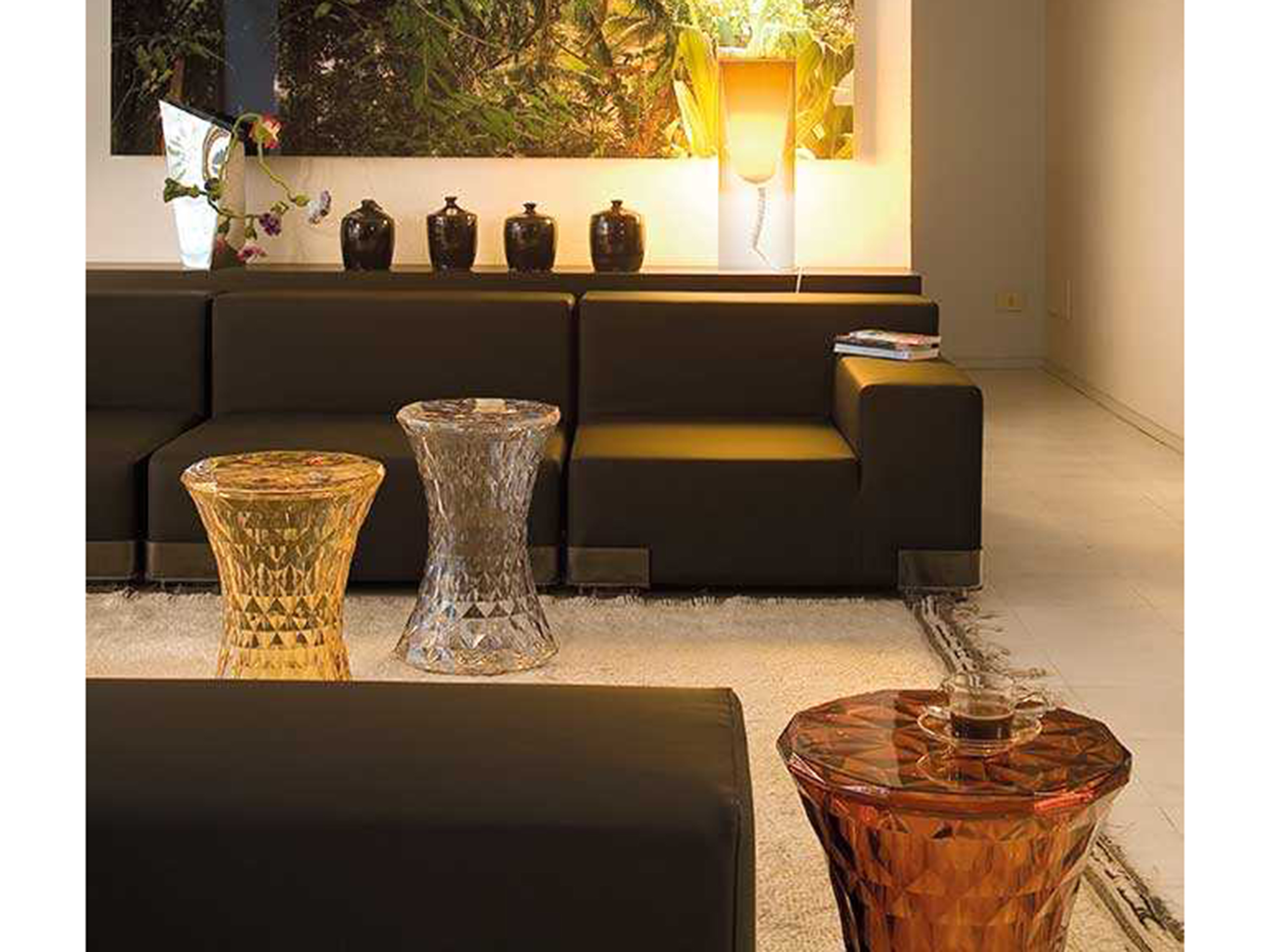 Kartell Outdoor Stone Transparent Amber Resin Stool | KAO8800SA