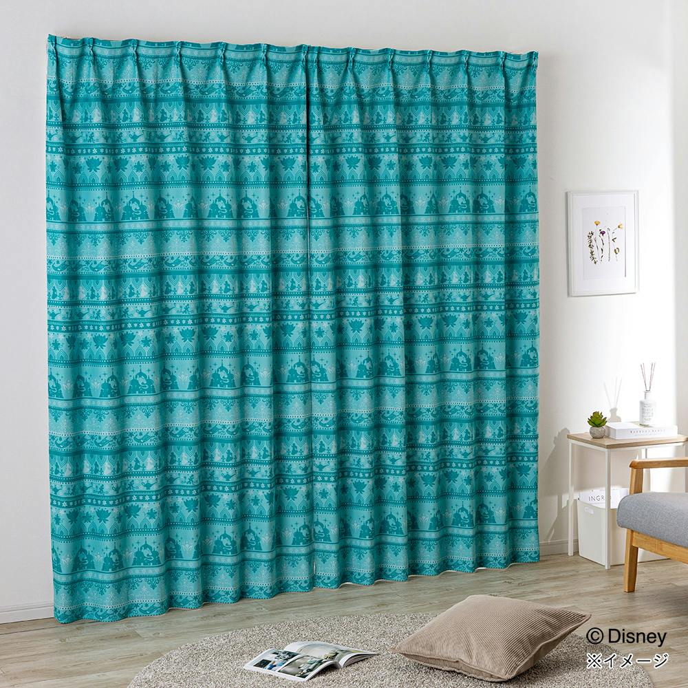 ディズニー カーテン アナ＆エルサ 100×200cm 2枚組 洗濯OK 遮光率