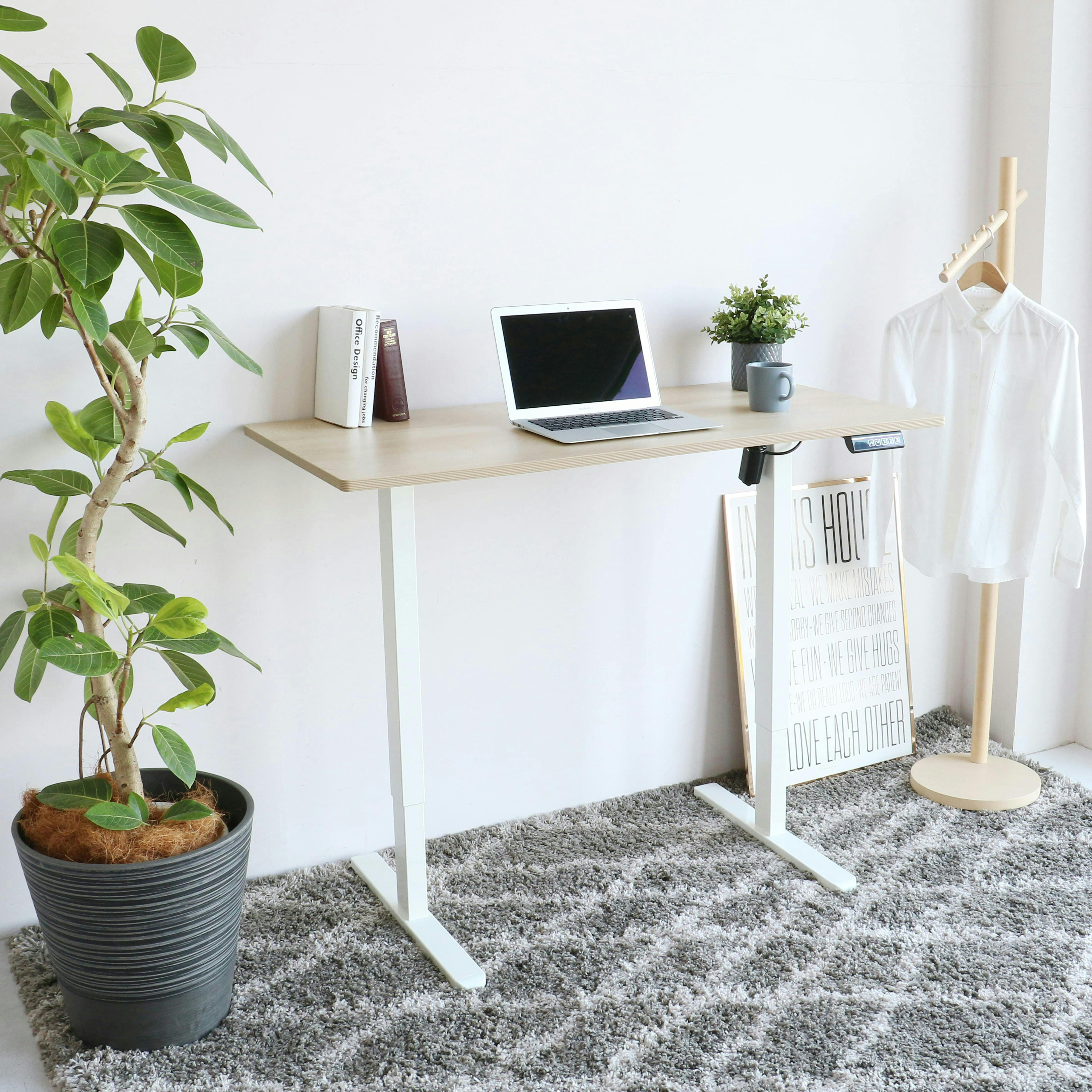 電動昇降デスク 在宅 オフィスデスク ナチュラルホワイト | テーブル