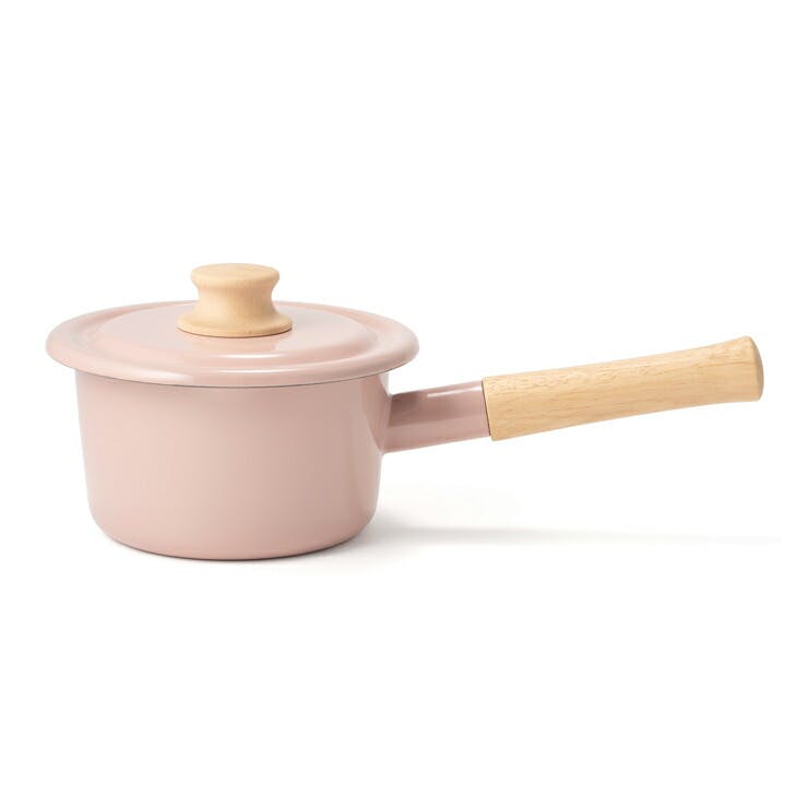 富士ホーロー コットン ホーロー ミルクパン 14cm 注ぎ口 蓋付き ガス