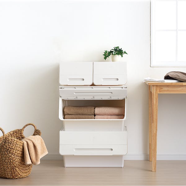 SANKA squ+ サンカ フロック 重ねて使える蓋付き衣装ケース ワイド