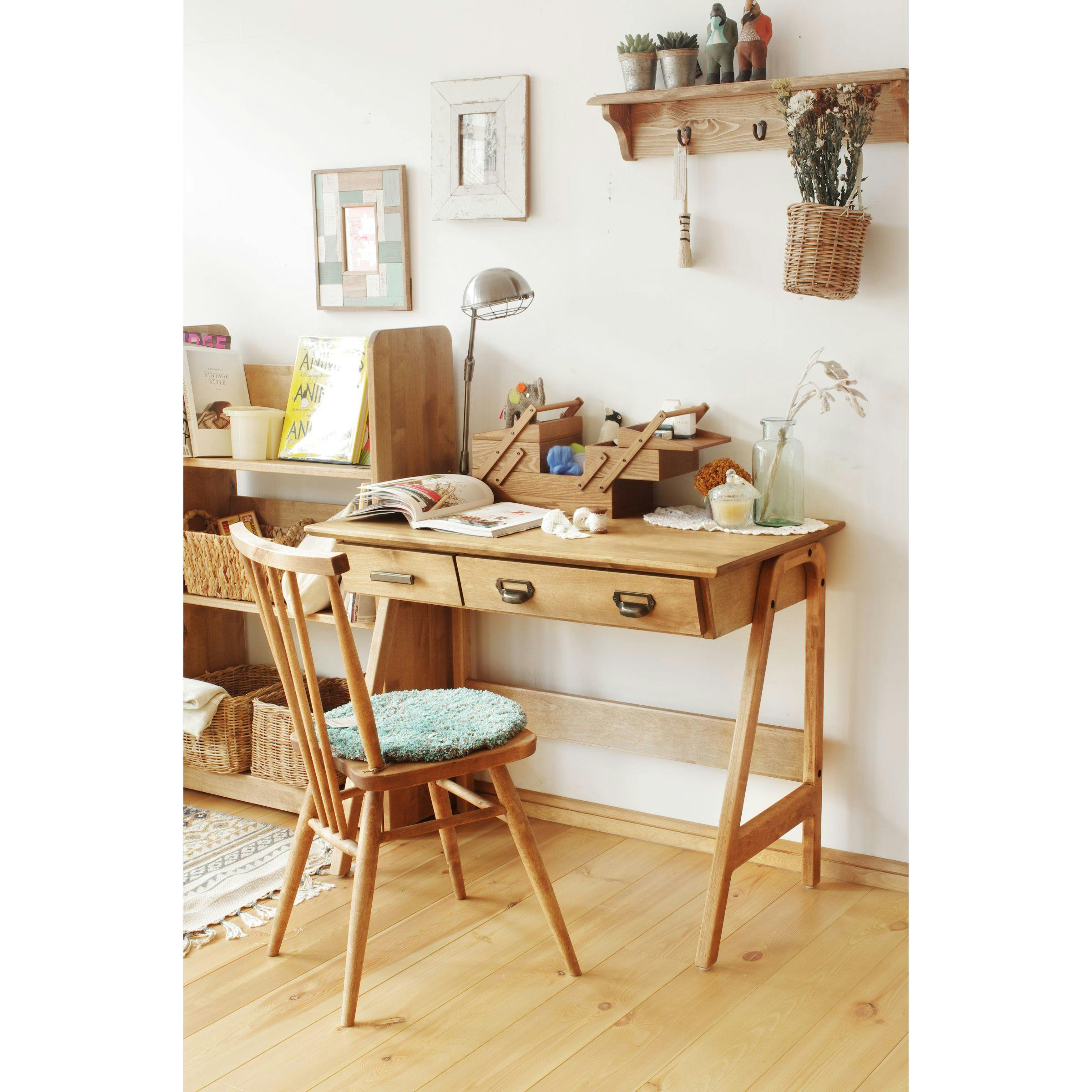 nora. デスク コットンアンジー ナチュラル 引き出し パソコンデスク