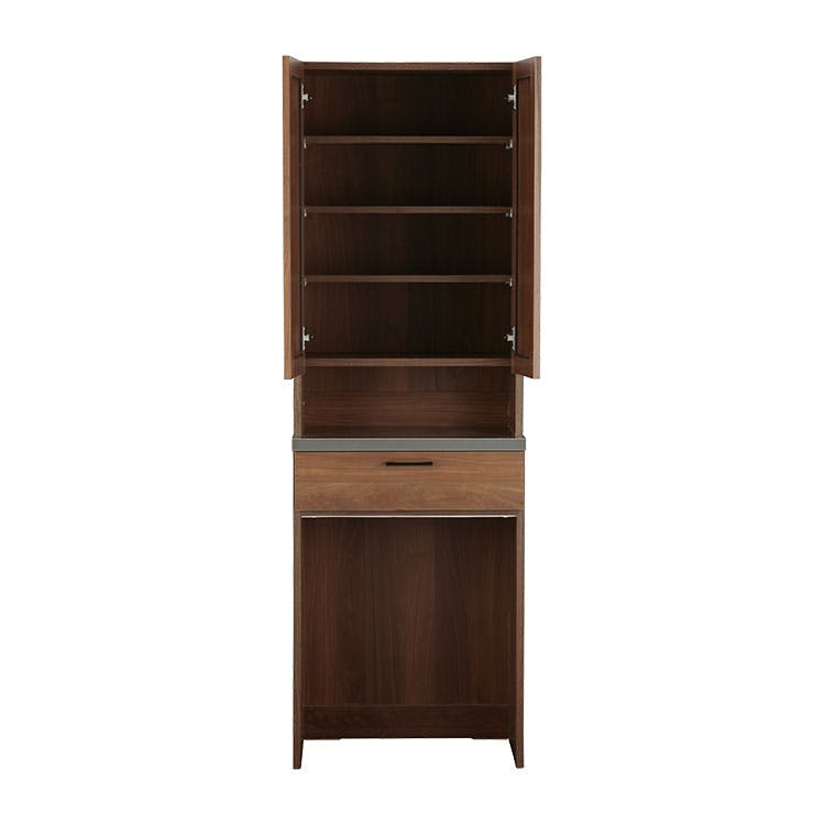 nora. 食器棚 リンツ ブラウン/ハンドルブラック キッチンボード 国産