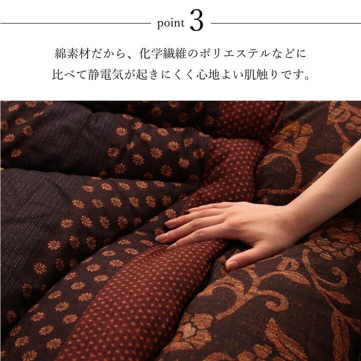 万葉 日本製 こたつ布団 こたつ厚掛け布団 単品 和柄 長方形 ブルー 約