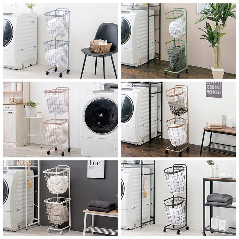 萩原スリーアイ HAGIHARA 2段ランドリーラック(角型) KR-3970GY グレー