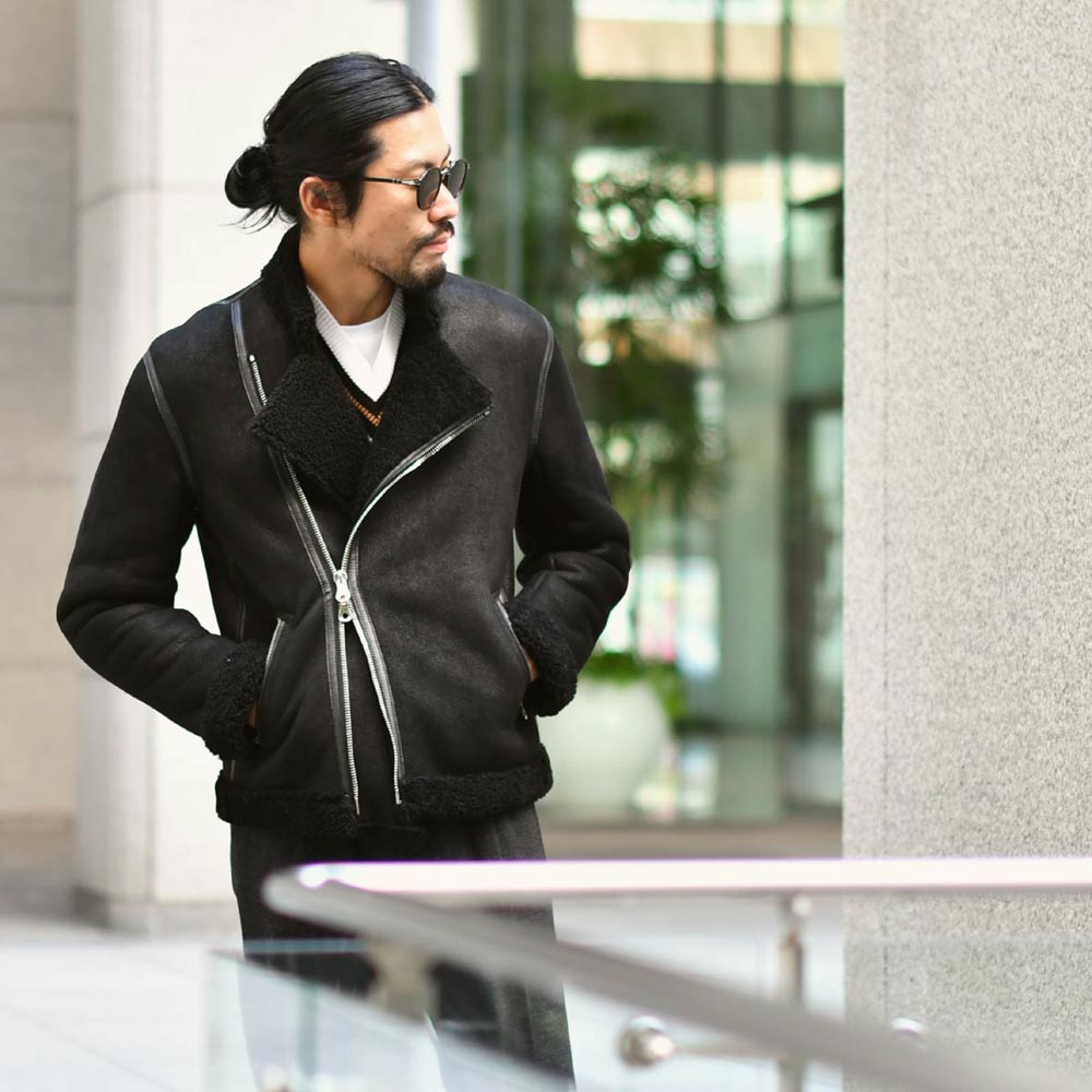 Cinquanta【チンクアンタ】別注 ムートン ダブルライダースジャケット