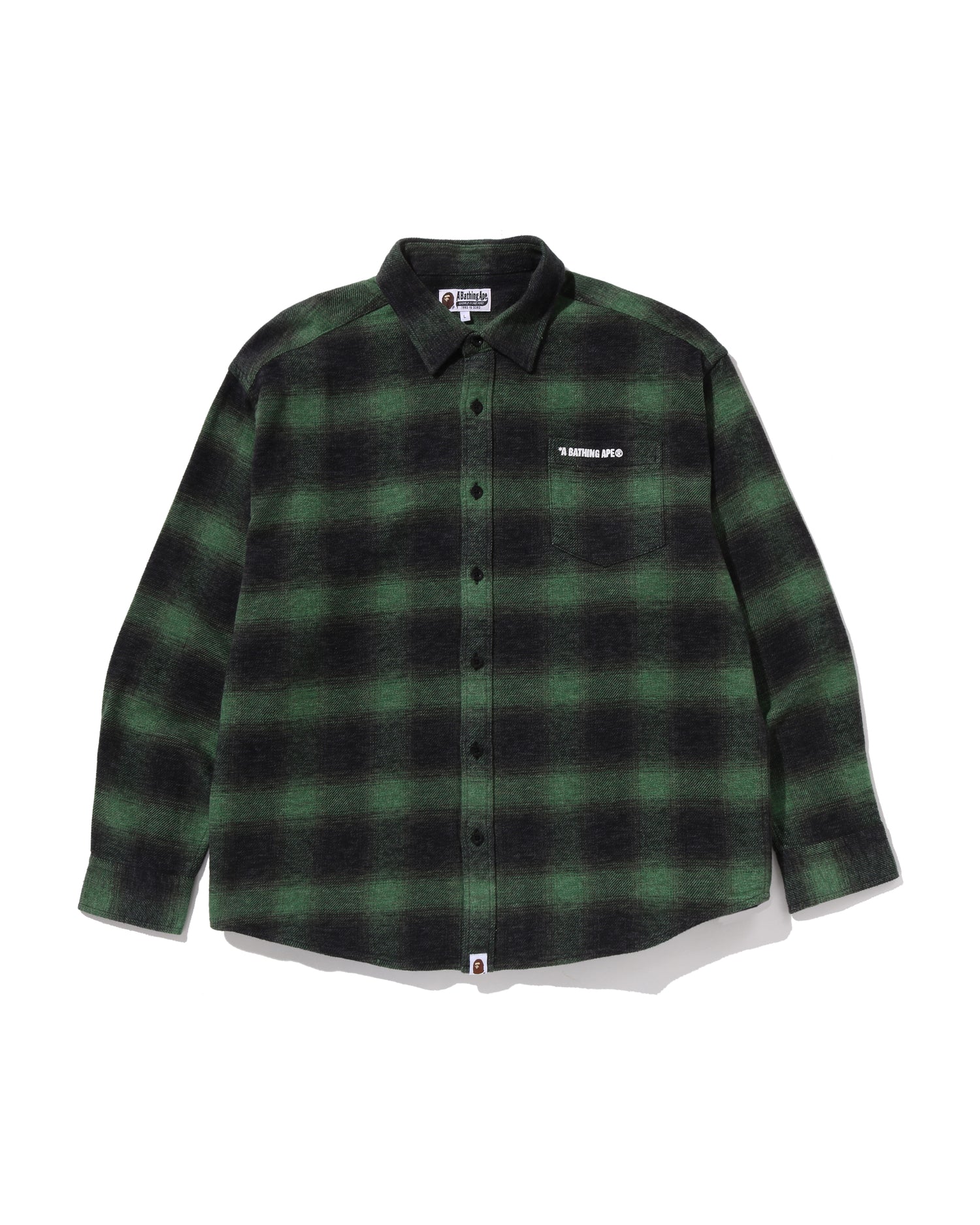 A BATHING APE® A Bathing Ape Logo Ombre Check Flannel Ls Shirt