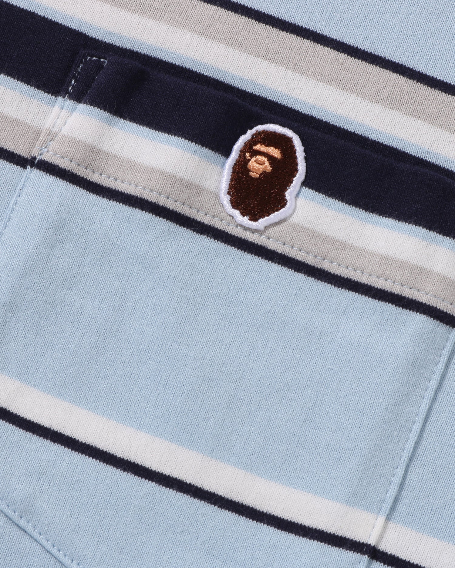 A BATHING APE® Ape head one point pocket stripe tee | Bape