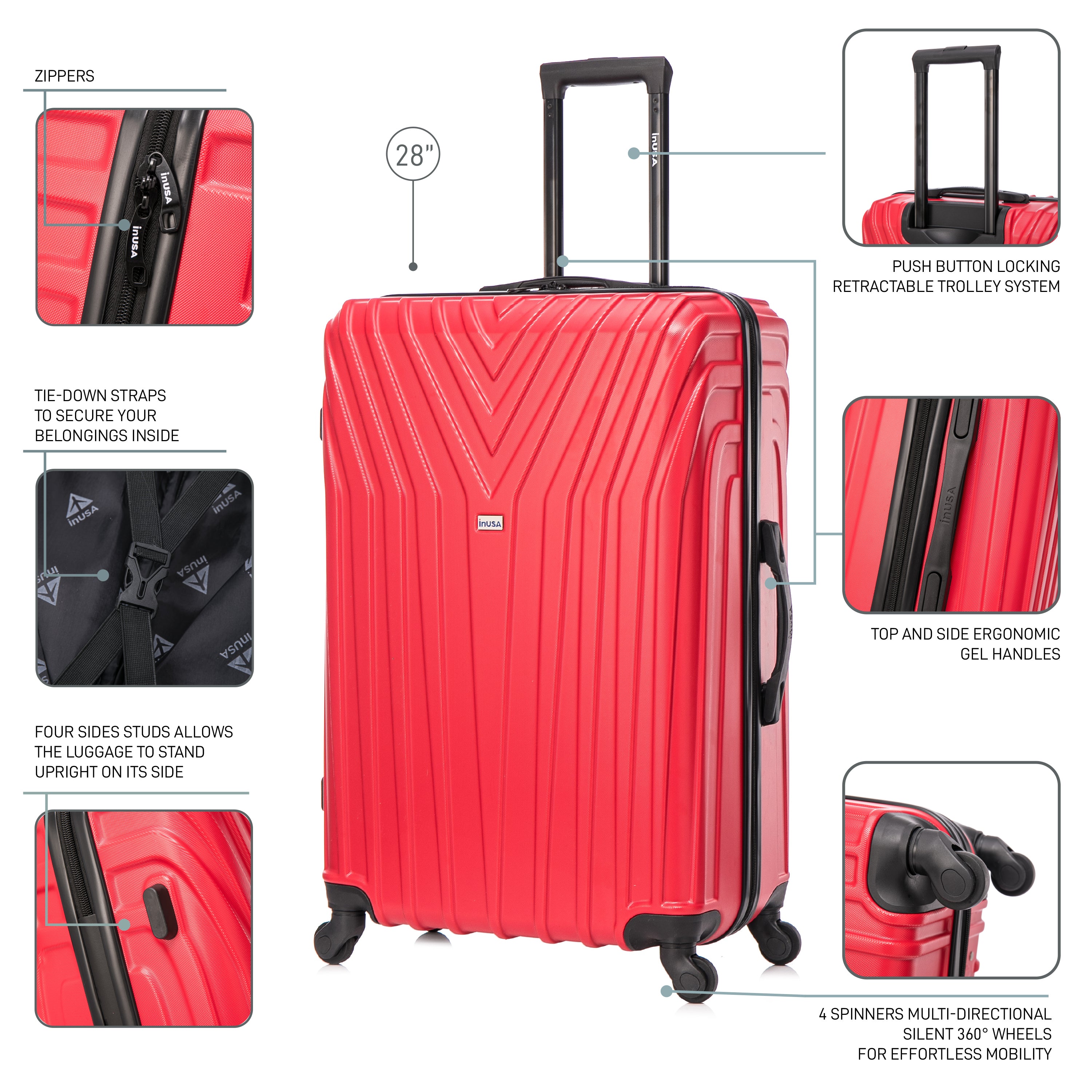 Vasty Hardside 3 Piece Luggage Set 20''/24''/28'' – InUSA Luggage