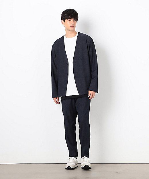 セットアップ対応】デニムライクジャージー ノーカラージャケット