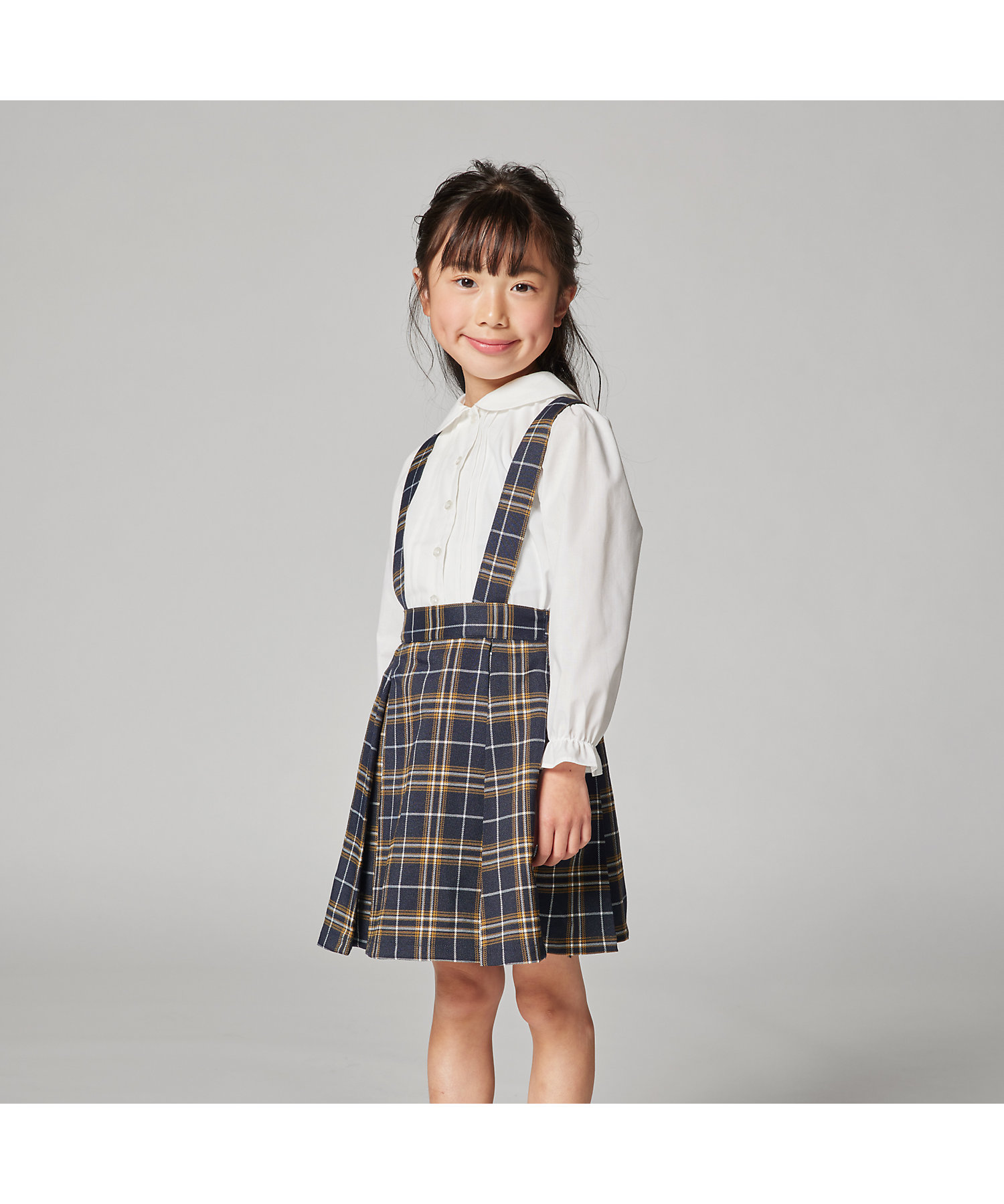 サスペンダー付き チェックスカート（100－130cm