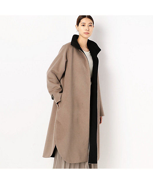 アンゴラウール コンバーチブルハイネックロングコート