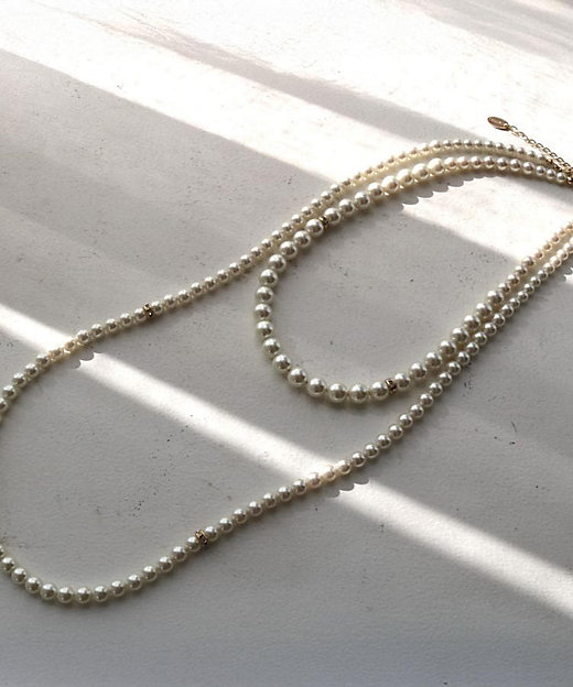 追加6／日本製】2連フェイクパールネックレス（2002132353