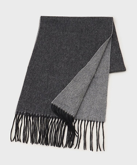 カシミヤ100％】無地リバー 配色カシミヤマフラー