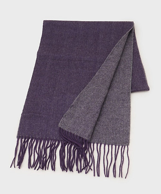 カシミヤ100％】無地リバー 配色カシミヤマフラー