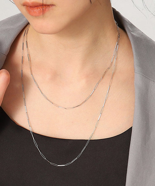 プラチナ リボンケーブルチェーン ネックレス大（60cm