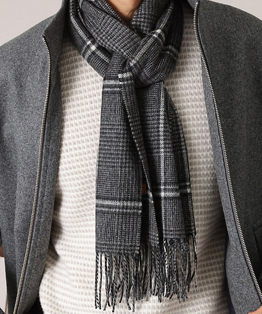 洗えるベビーカシミヤ】グレンチェック マフラー