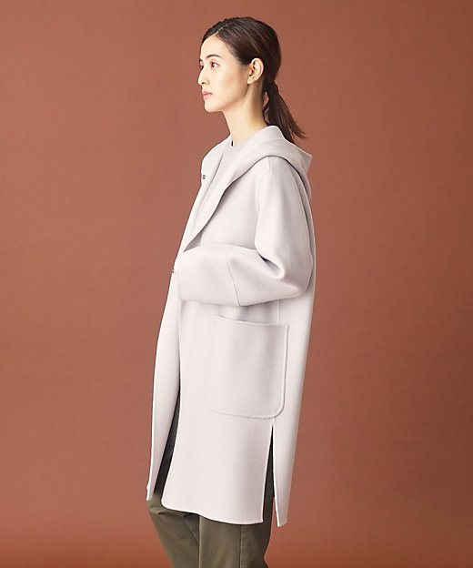 きれいめ／ウール混】Super140フードリバーコート