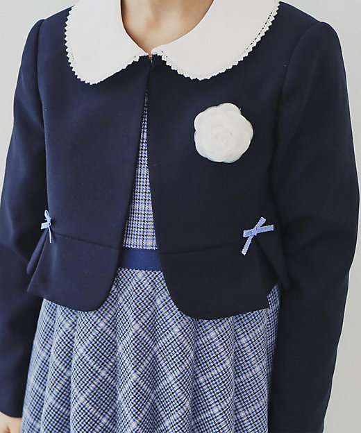 120－130】チェックワンピース＆ジャケットセット