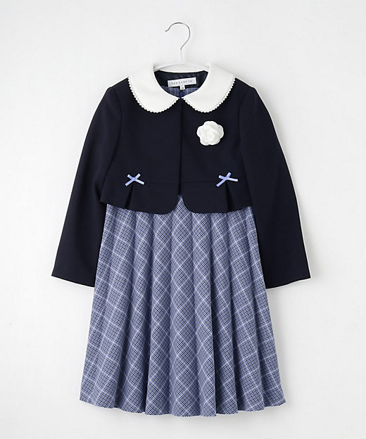 120－130】チェックワンピース＆ジャケットセット