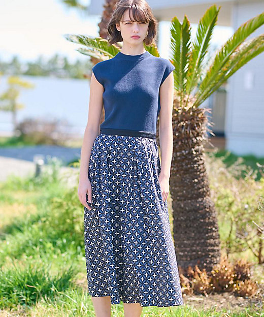 洗える】オーバーラップサークルフレンチスリーブワンピ