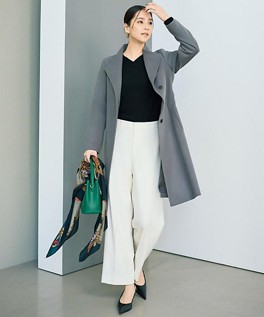 きれいめ／スタイリッシュ】2WAYスタンドカラーロングコート