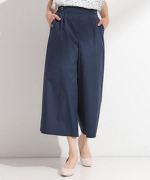 S－LL／ひんやり／UV】すっきり見えマリン風 ガウチョパンツ