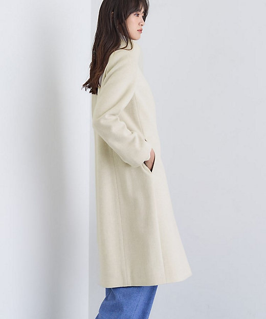 名品コート／日本製】ウール100％スタンドカラーロングコート