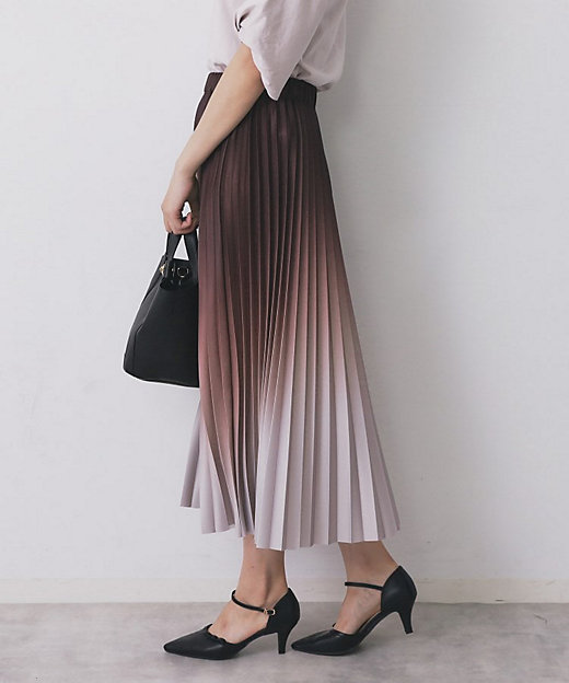 グラデーションプリーツスカート【洗濯機OK／防シワ