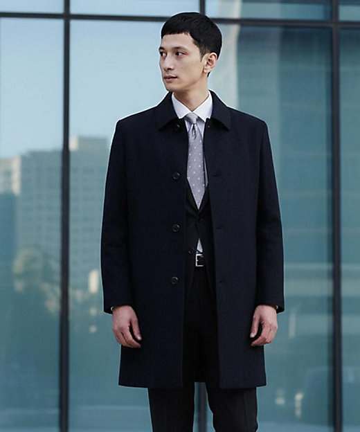 カシミヤブレンド ビーバー調ステンカラーコート