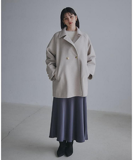 クラシカルな装い ウールライクスタンドカラーコート