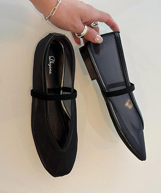 Dhyana．（ディアナドット）別注メッシュ シアー バレエシューズ