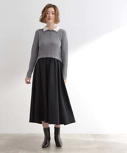 時短コーデ】ポロニットドッキングワンピース（2002547229