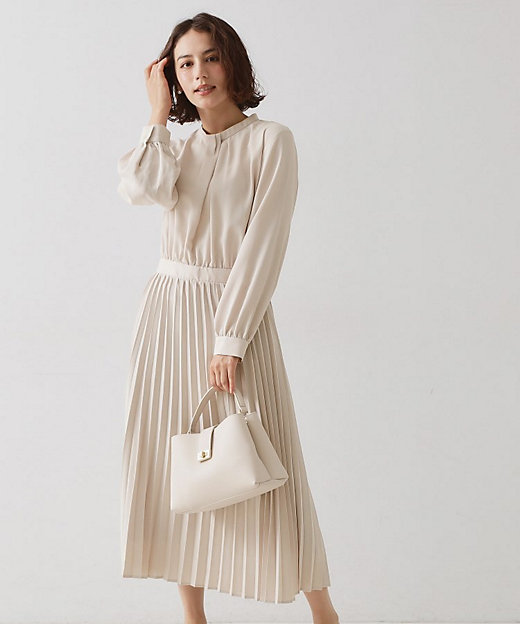 ≪通勤・セレモニー対応≫ジョーゼットプリーツワンピース【洗濯機OK