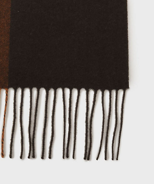 洗えるウールカシミヤ】変形ブロックチェックマフラー