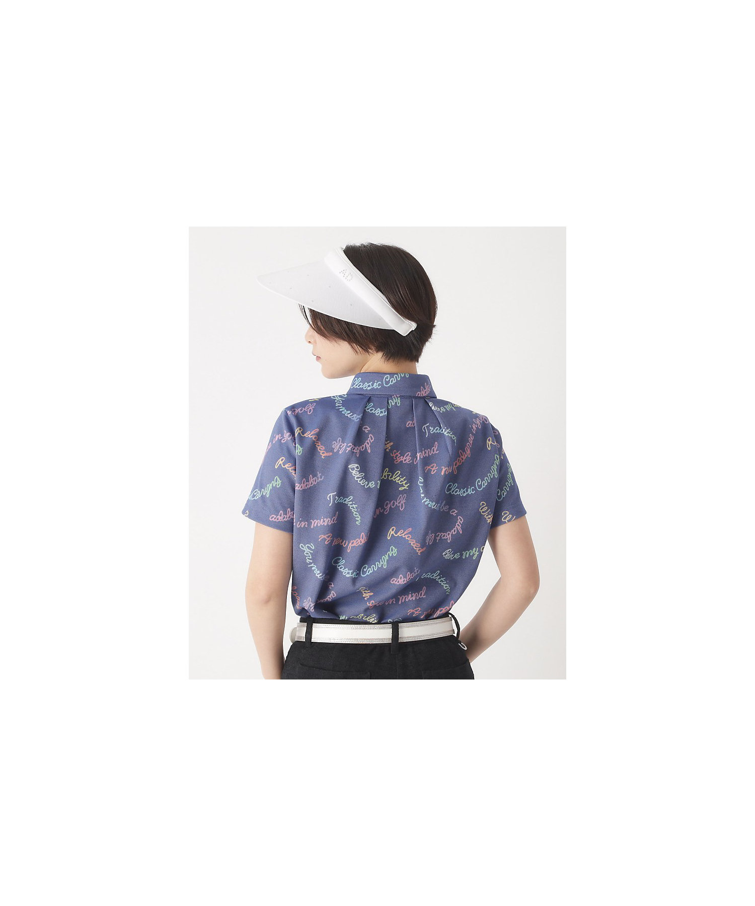 シャンブレープリント半袖ポロシャツ（2002593208