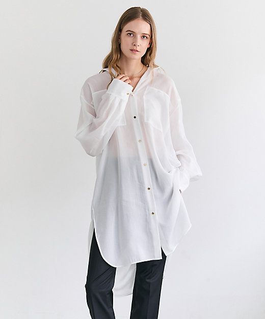 PAULINE ／ リネンレーヨンオーバーサイズロングシャツ