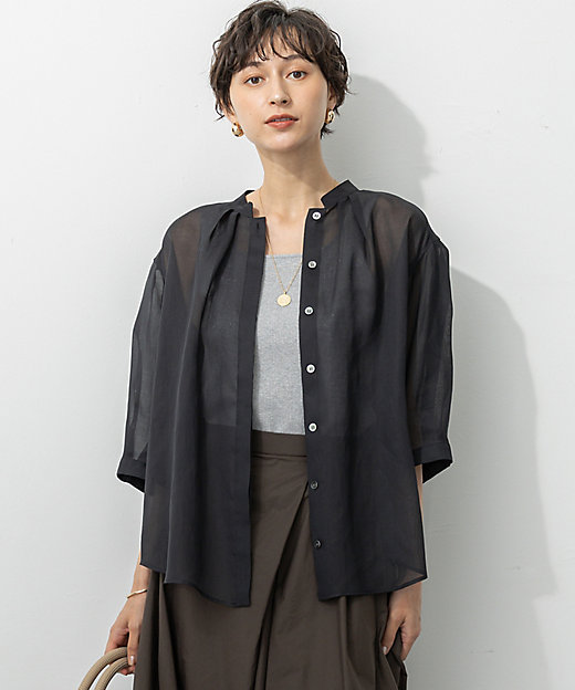 洗える】シアービエラ タックデザイン ブラウス（BLWOGA0205