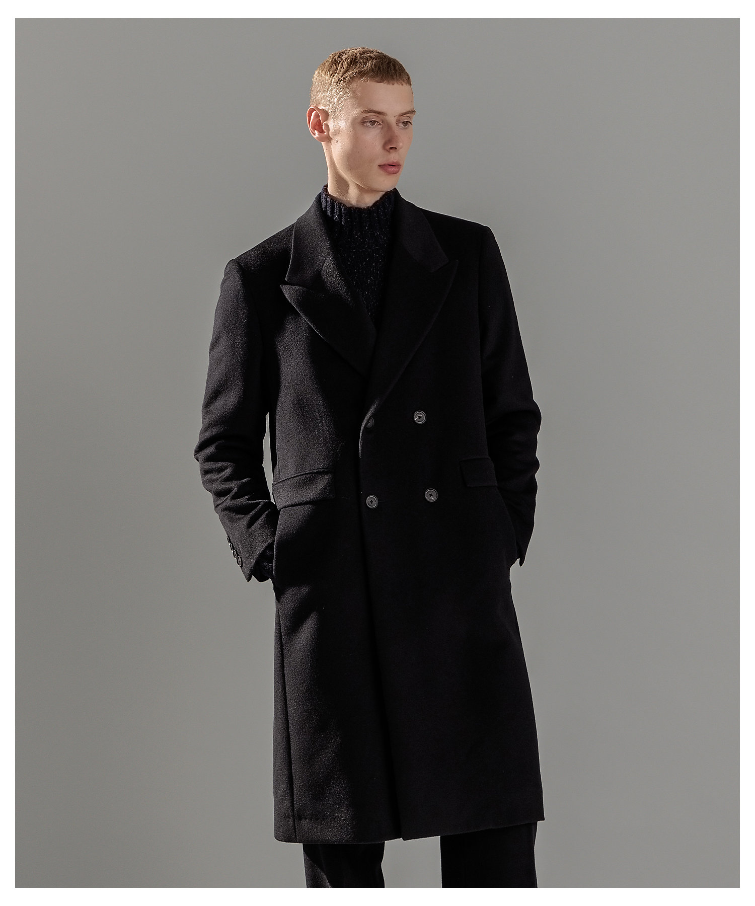 WEB限定】グロッシーウール ダブルブレストチェスターコート