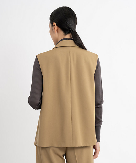 エステータ】ウールギャバジン アシンメトリーデザイン ジレ