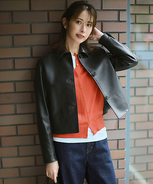 TOMORROWLAND collection ラムレザージャケット ネイビー