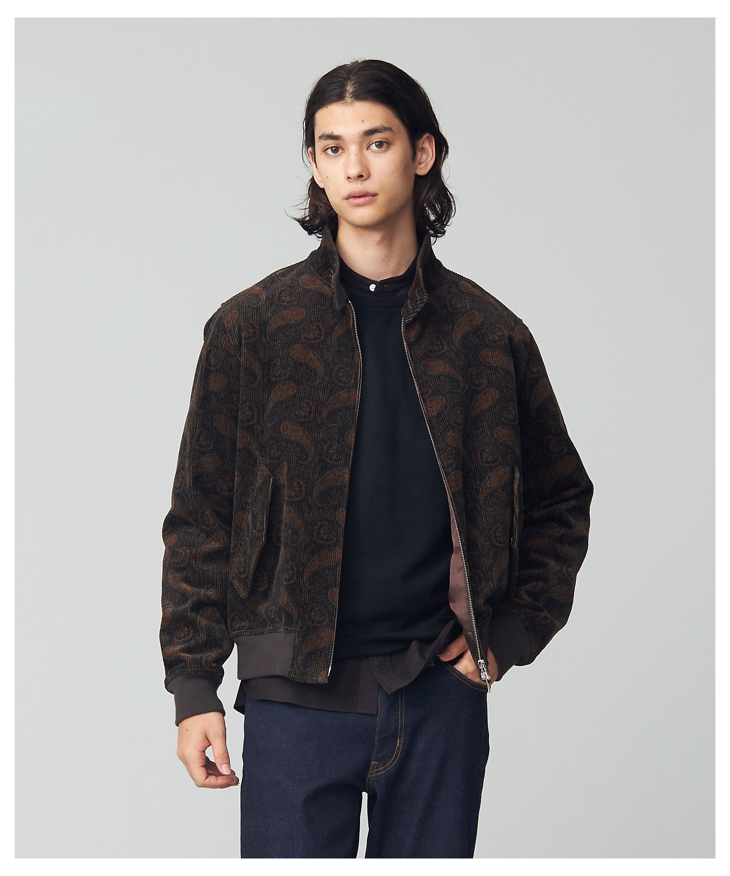 ペイズリープリント コーデュロイ ゴルフジャケット