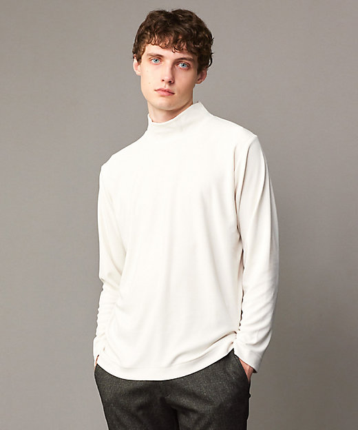 キングサイズ・洗える／ソフトな肌触り】ミニパイルモック ネック T